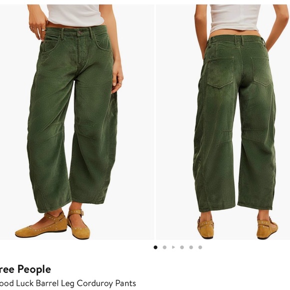 Free People Green Corduroy Pants Size 24 NWOT - Picture 1 of 4